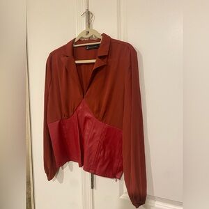 Red and Burgundy Blouse